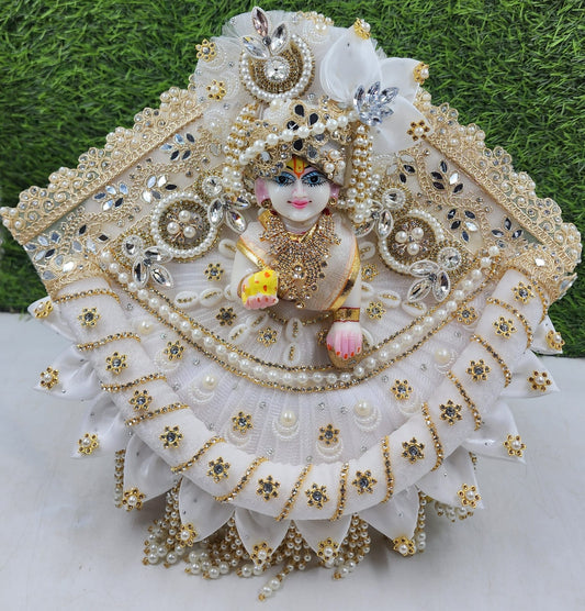 White half Chand Sharad Purnima Special heavy dress for laddu gopal ji