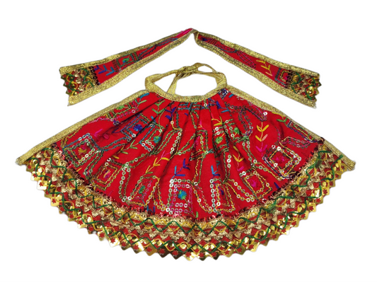 Beautiful readymade red dress for mata rani