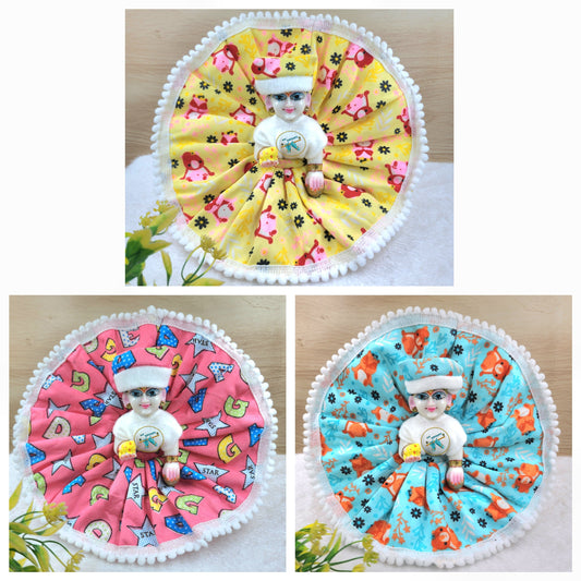 Teddy print winter Special nutan gher dress pack of 3. Random Colors and prints