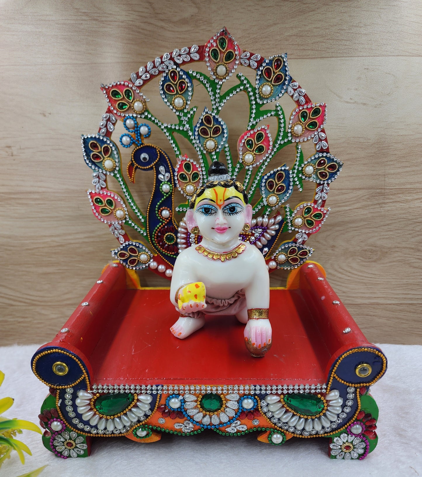 laddu gopal fancy singhasan peacock design