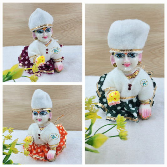 Laddu Gopal Winter Special Lehria Suit Pack of 3 [Random  print and Color]