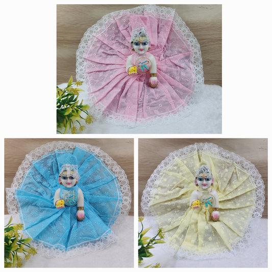 Summer Special Premium Fabric Dress For Laddu Gopal ji pack of 3 . Size [0-6].