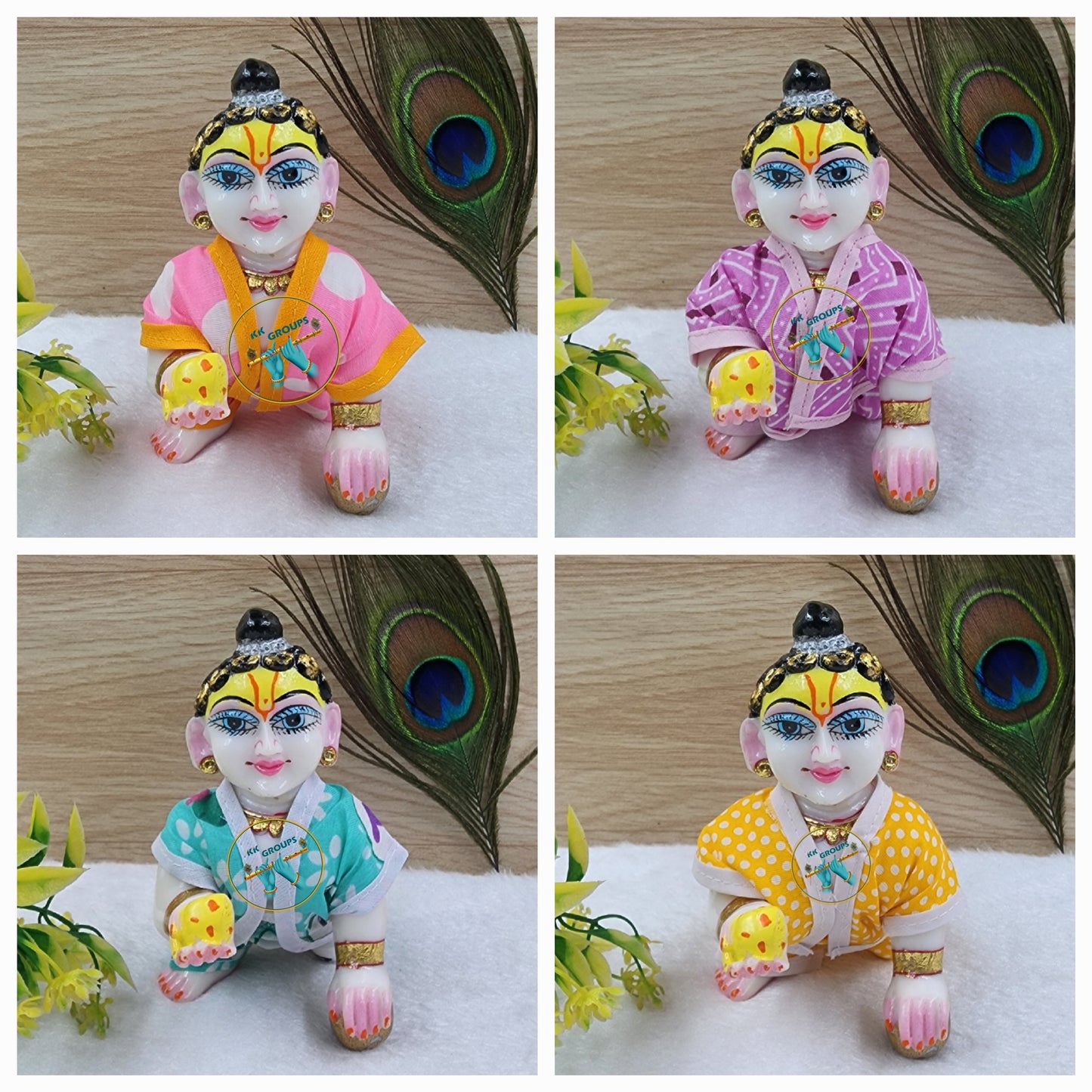 Summer special night suit for laddu gopal ji (Pack of 4) Random colours and prints
