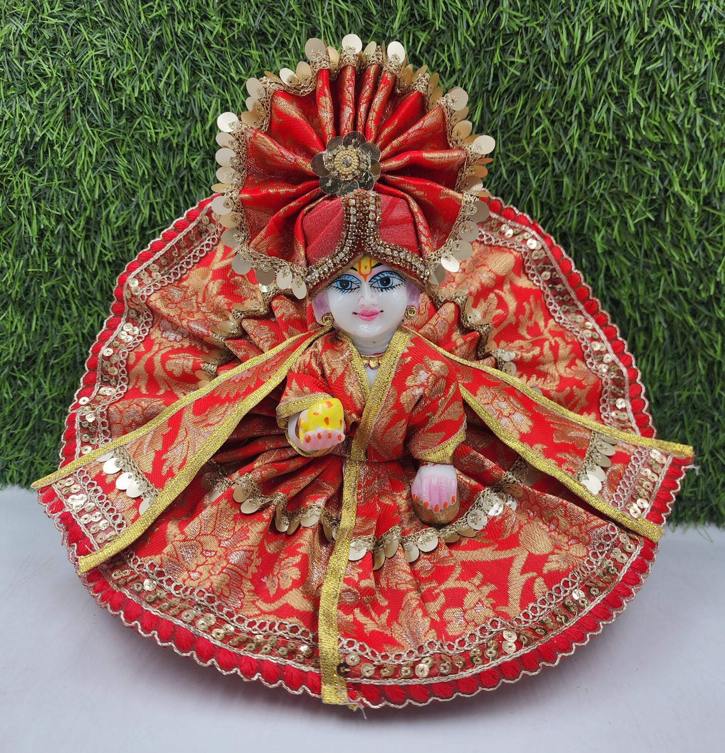 Red golden Laddu Gopal fancy dress