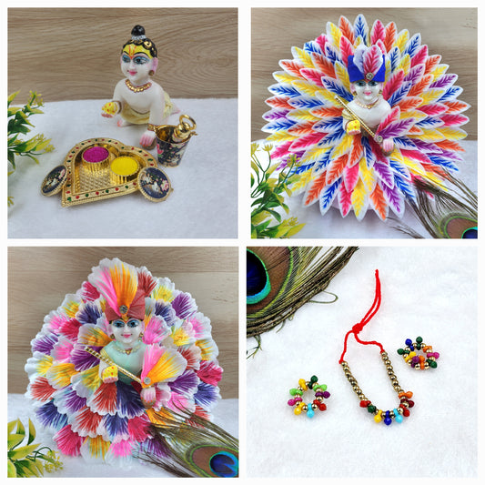 Holi special readymade combo for laddu gopal ji random colours and prints. Size [ 0-6 ]