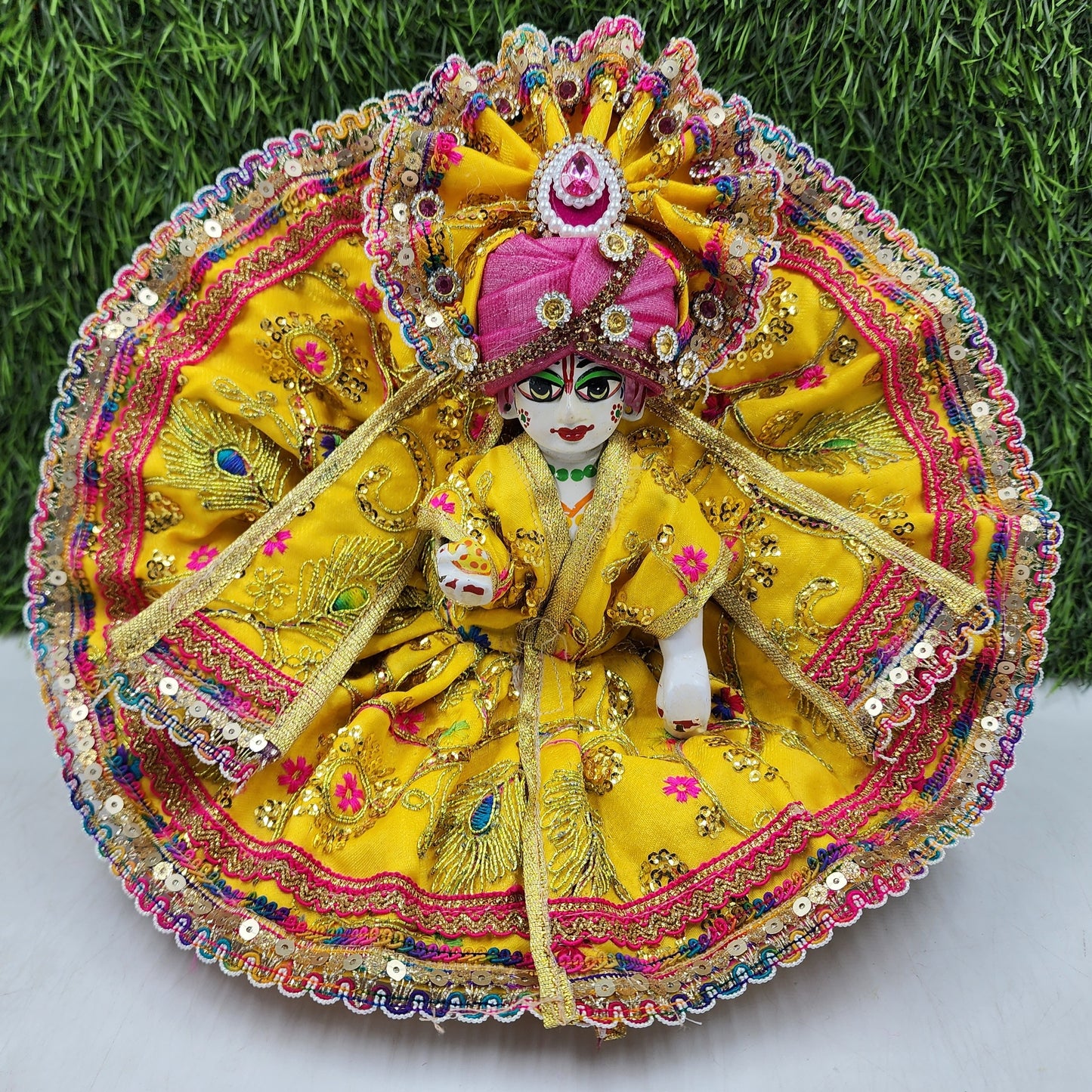 Yellow Multi Fancy dress for Laddu Gopal ji