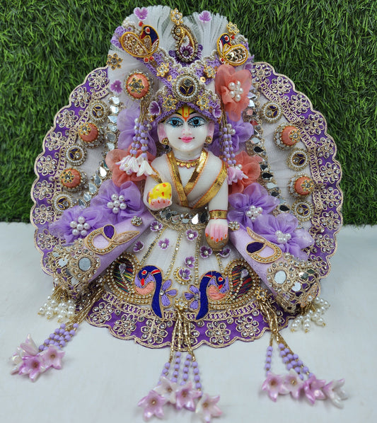 Lavender Peach Mor heavy dress for laddu gopal ji