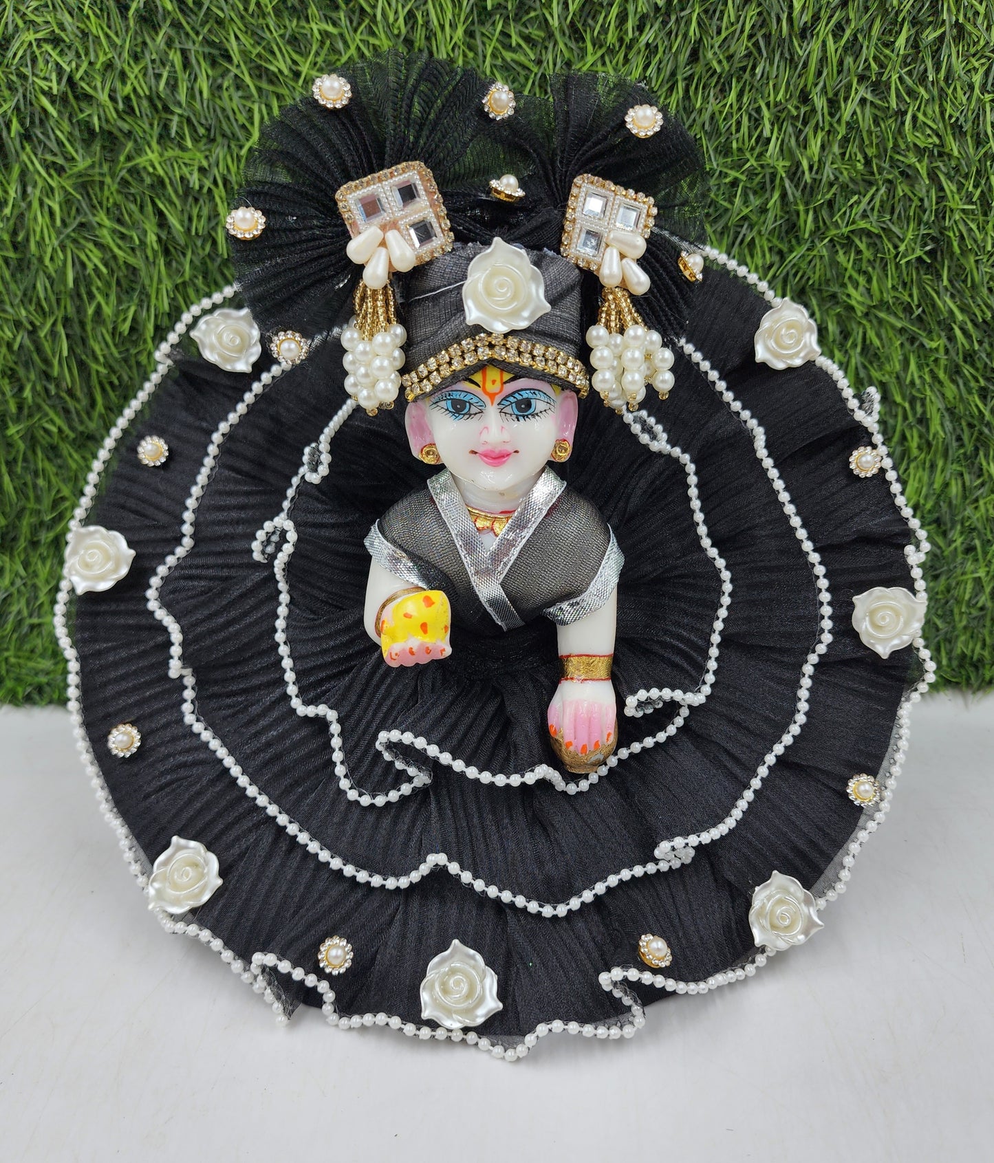 Black net frill dress for laddu gopal ji