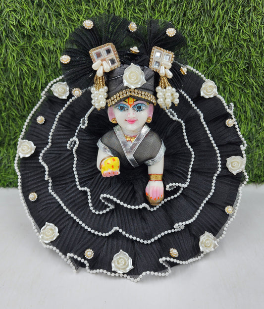 Black net frill dress for laddu gopal ji