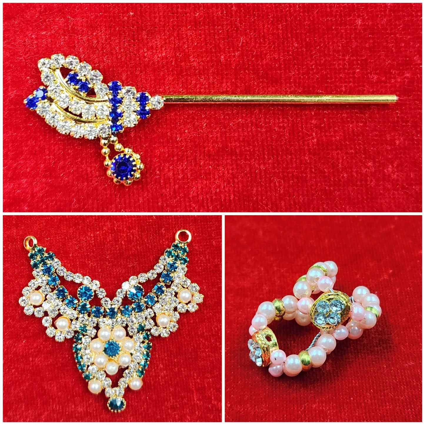 3pc jwellry set for laddu gopal ji size 0-6 [Random Designs and colours ]