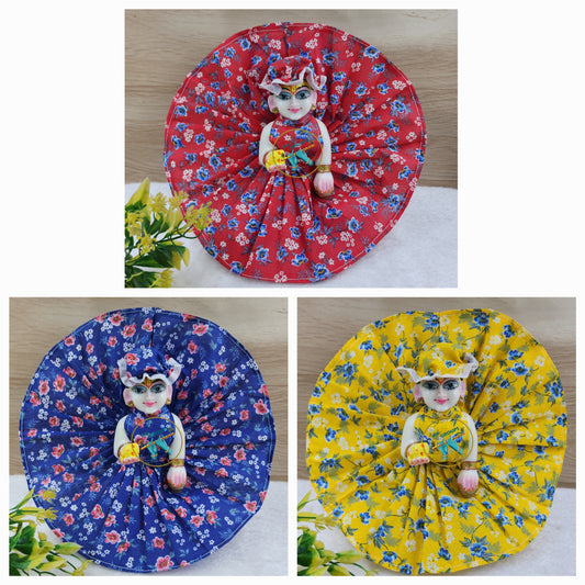 Summer special printed cotton dress(Pack of 3 ) random colour and prints