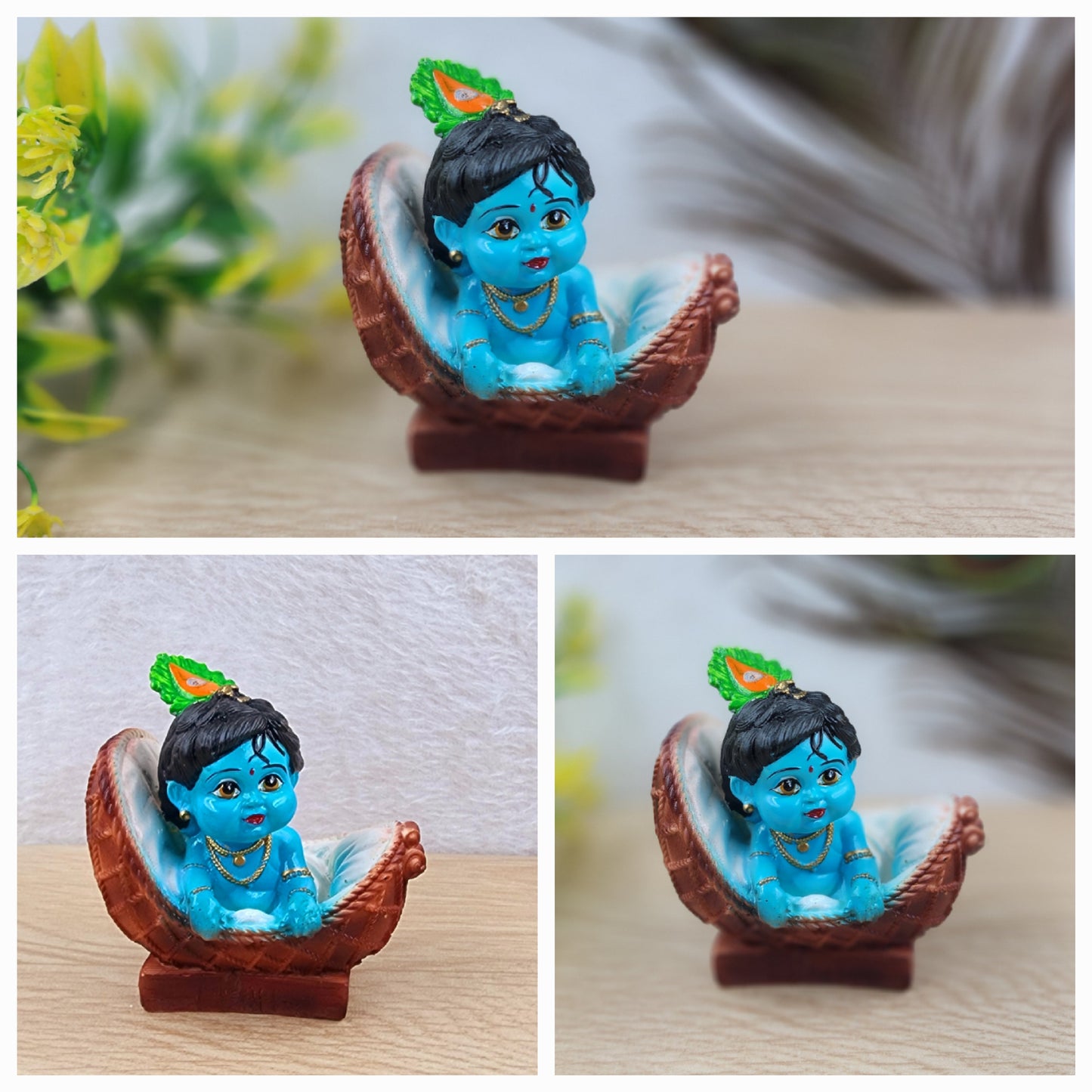 Tokri krishna Ji Idol – Perfect for Home Decor and Puja (4 inch) [ pack of 1 ]