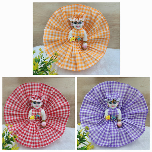 Summer Special small check cotton dress (pack of 3 )Random colour and prints