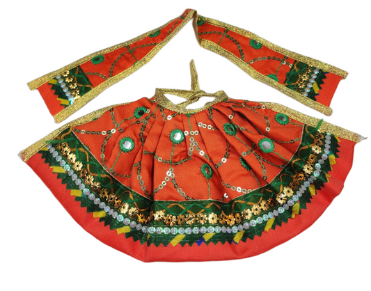 Beautiful readymade orange dress for mata rani
