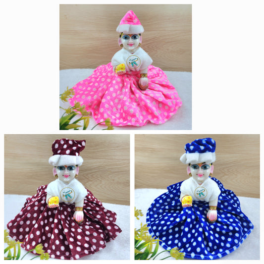 Laddu Gopal Dot style Gher Dress Pack of 3 [Random Color]
