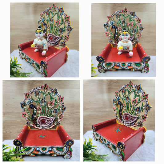 laddu gopal fancy singhasan peacock design