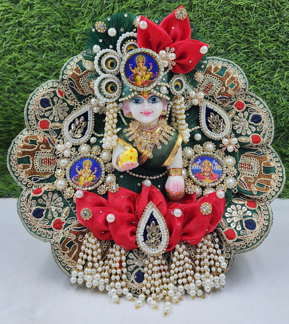 Diwali special Ganesh laxmi ji on Lotus heavy dress for laddu gopal ji