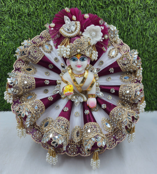 White wine cone heavy dress for laddu gopal ji