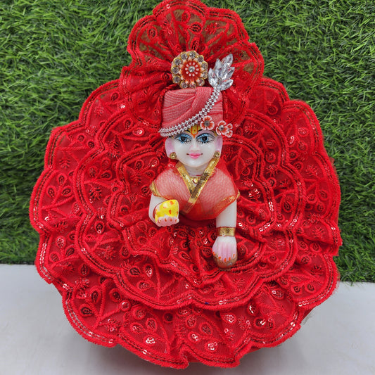 Beautiful Red heavy lace dress for laddu gopal ji