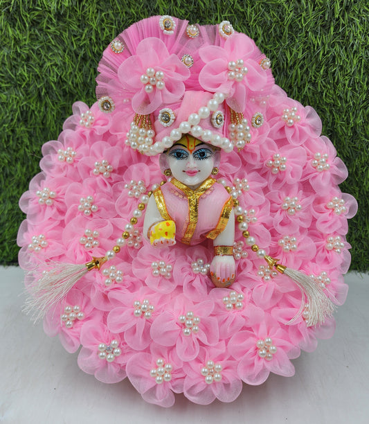 New Baby pink flower heavy dress for laddu gopal ji