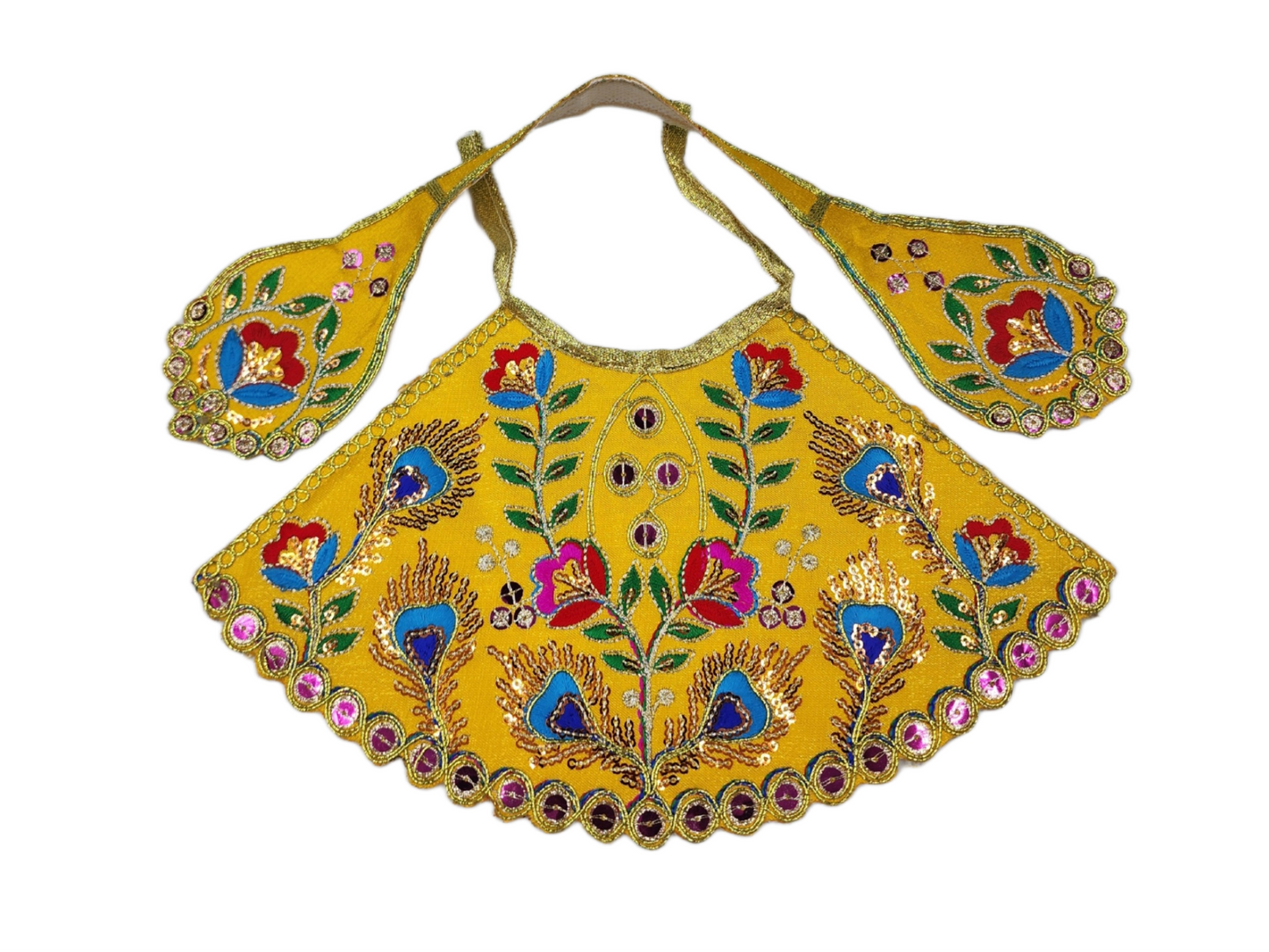 Beautiful yellow Embroidery Dress for Mata rani.