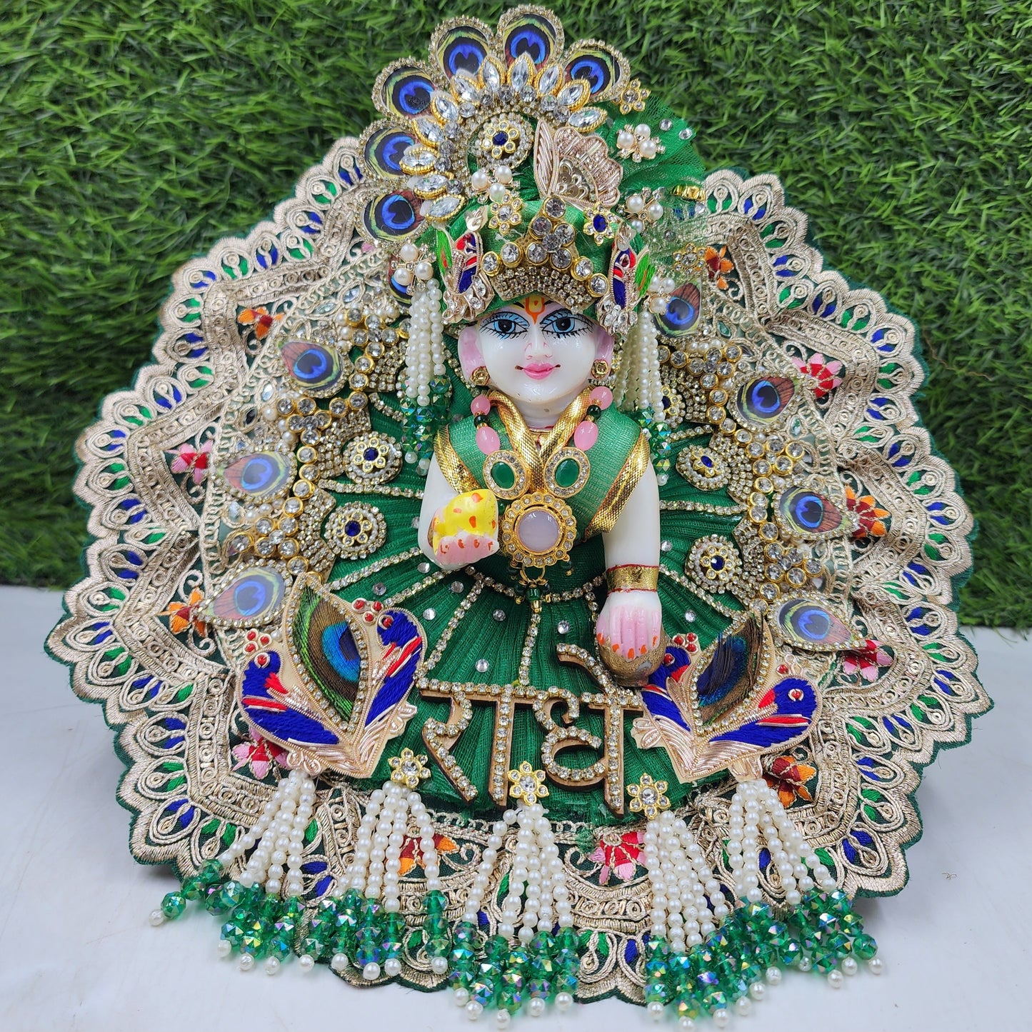 Janmashtami Special Green Radhe heavy dress for laddu gopal ji