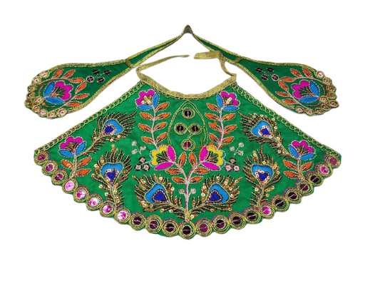 Beautiful green Embroidery Dress for Mata rani.