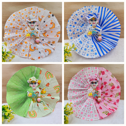 Laddu Gopal Pack of 4 Double Shade Cotton Dress [Random print and color]