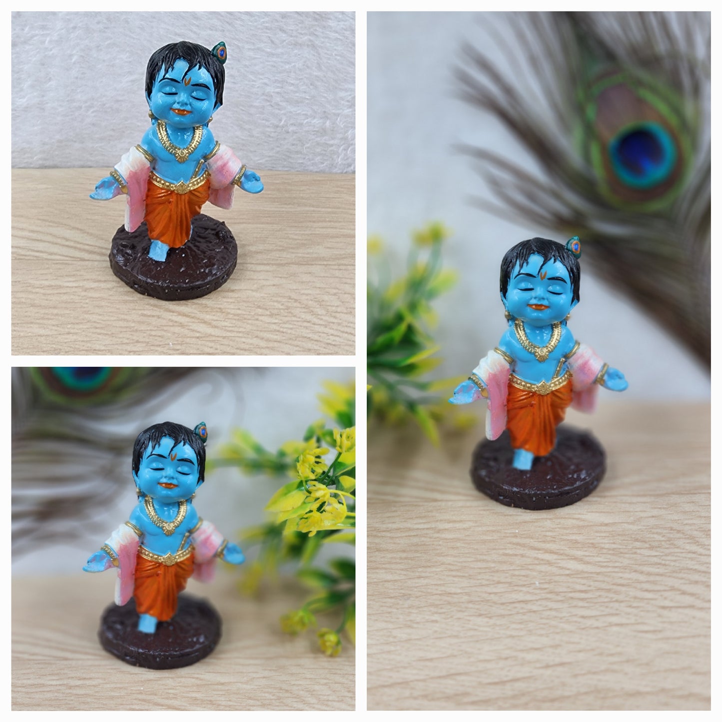 Blue krishna Bal Gopal Ji Idol – Perfect for Home Decor and Puja (4 inch) [ pack of 1 ]