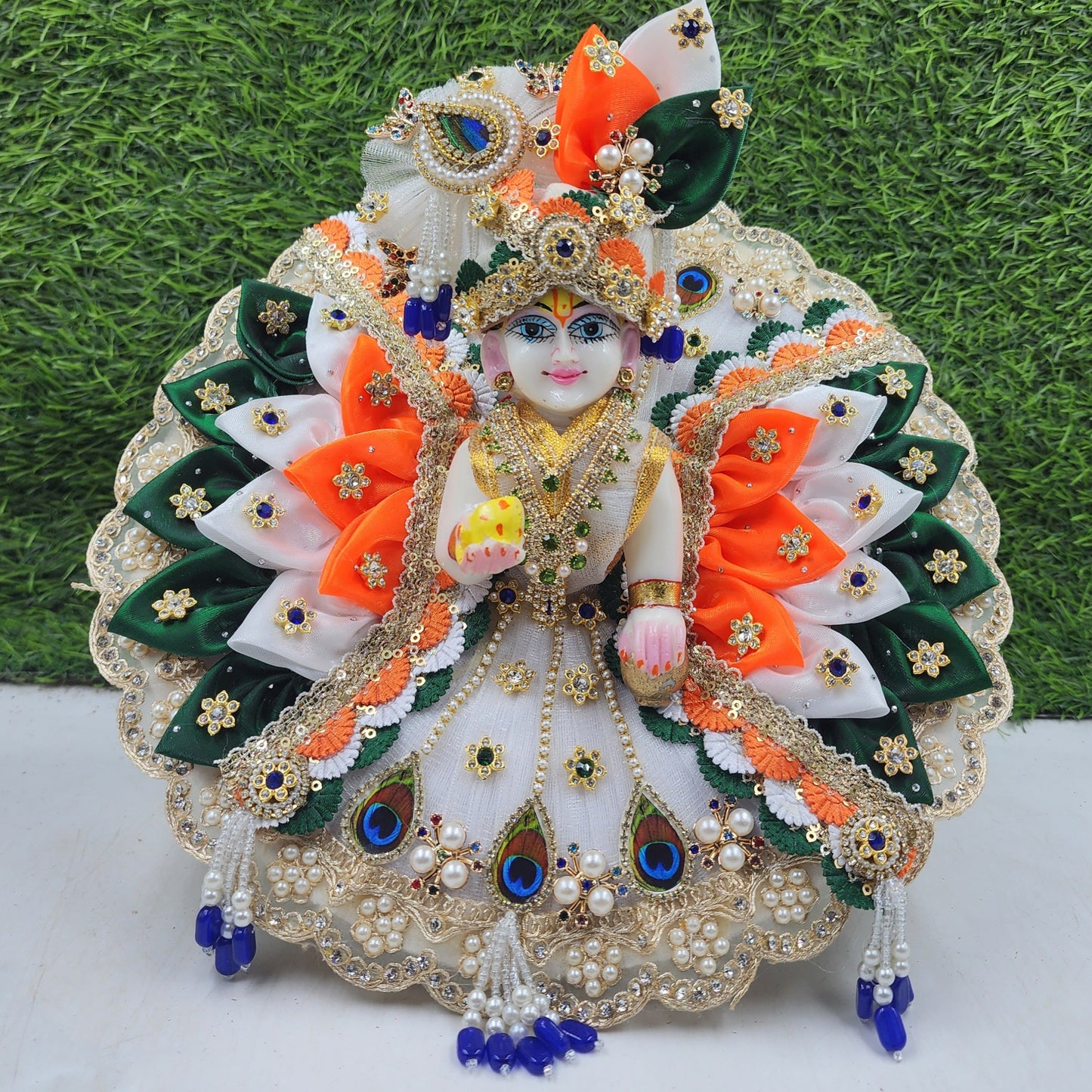 Tricolour patti heavy dress for laddu gopal ji