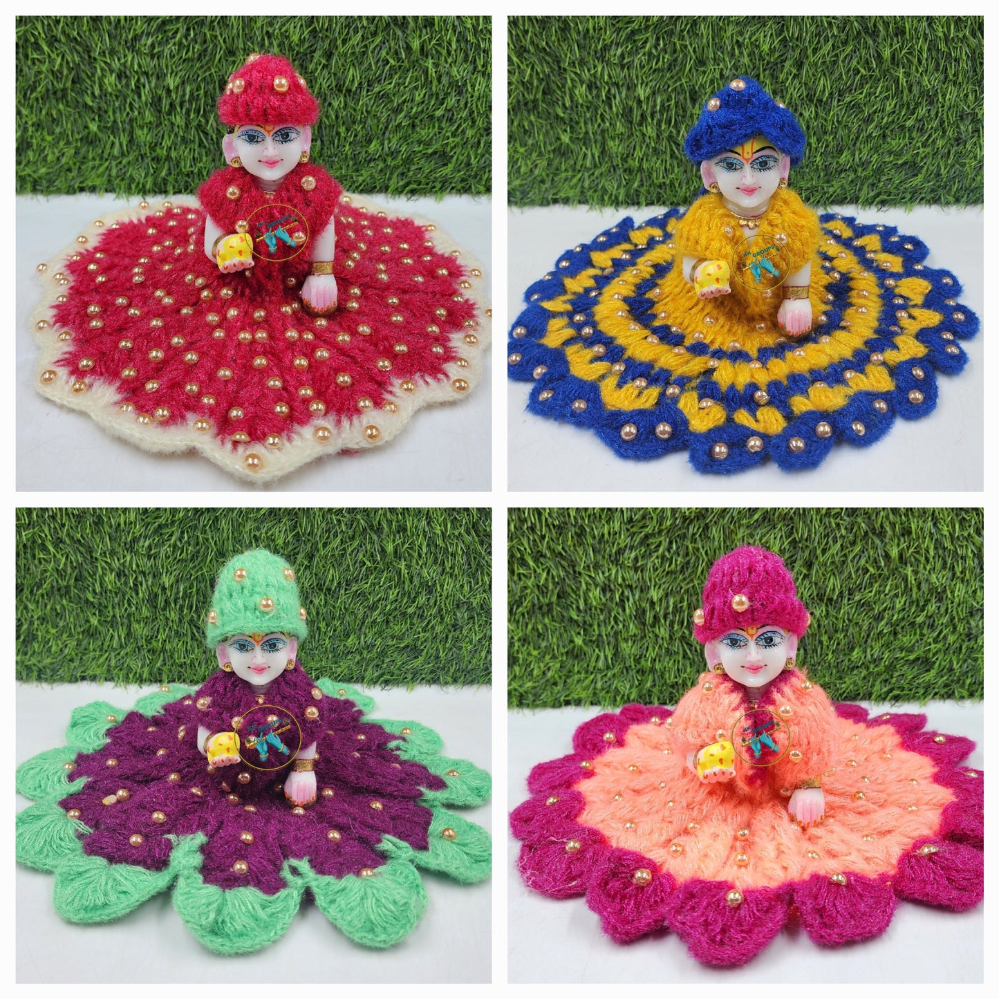 Winter Special new Moti woolen dress pack of 4 size [0-6] for laddu goapl ji . RANDOM COLORS AND PRINTS.