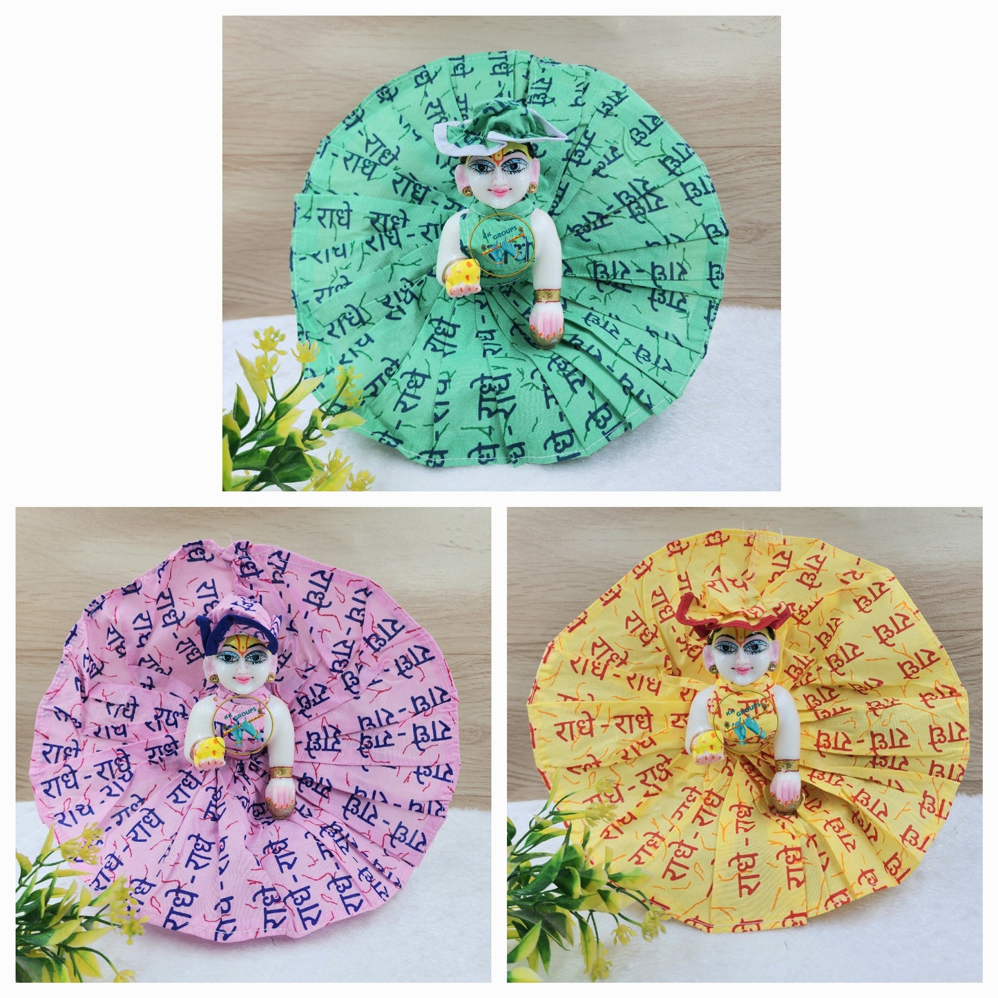 Radhey Radhey prints summer Special cotton dress pack of 3. Random colours .size [0-6].