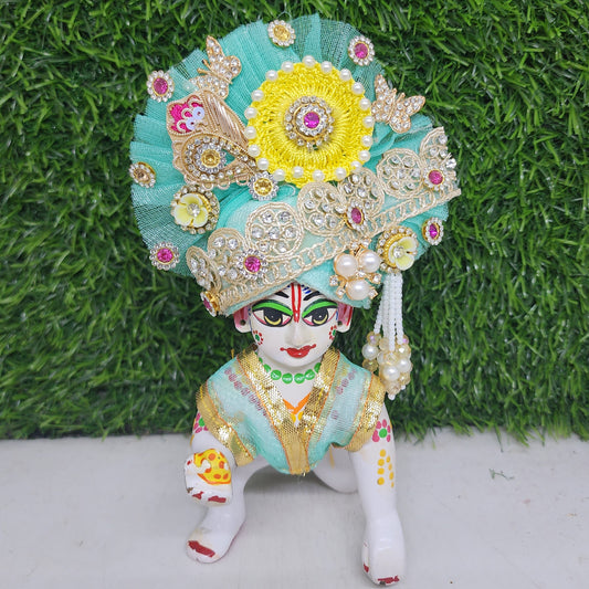 Sea green heavy pagdi for laddu gopal ji
