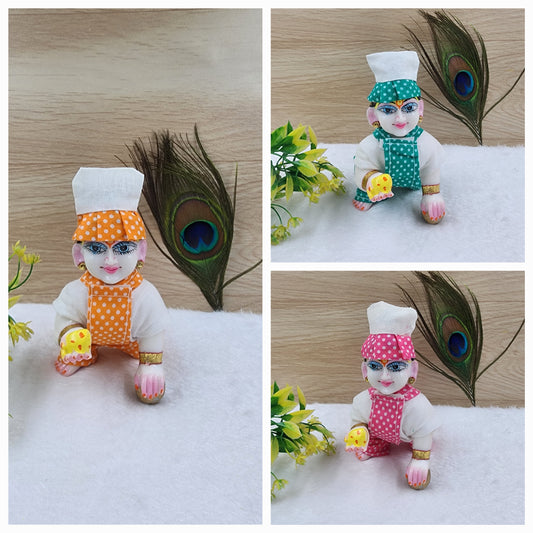 Summer special bib suit for laddu gopal ji. pack of 3 random colour and prints.  Size [0-6].