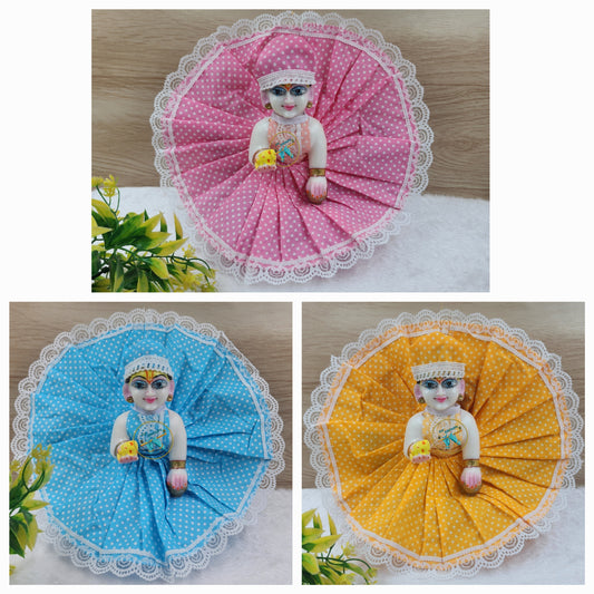 Summer special dot print with chicken lace dress. Pack of 3 random colours.  Size [0-6].