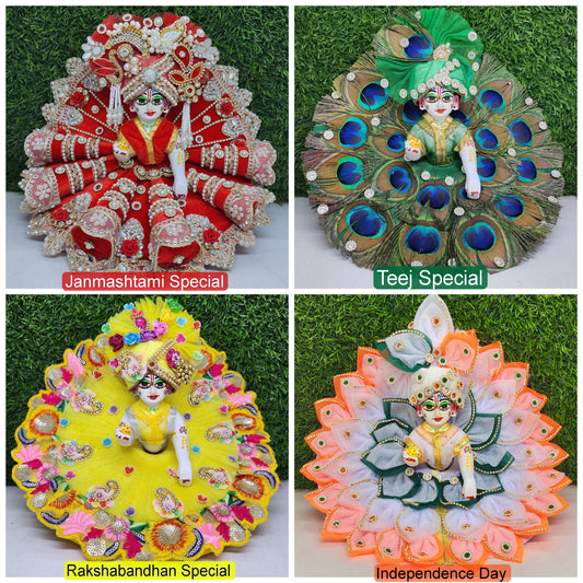 Beautiful heavy dresses combo for laddu gopal ji pack of 4
