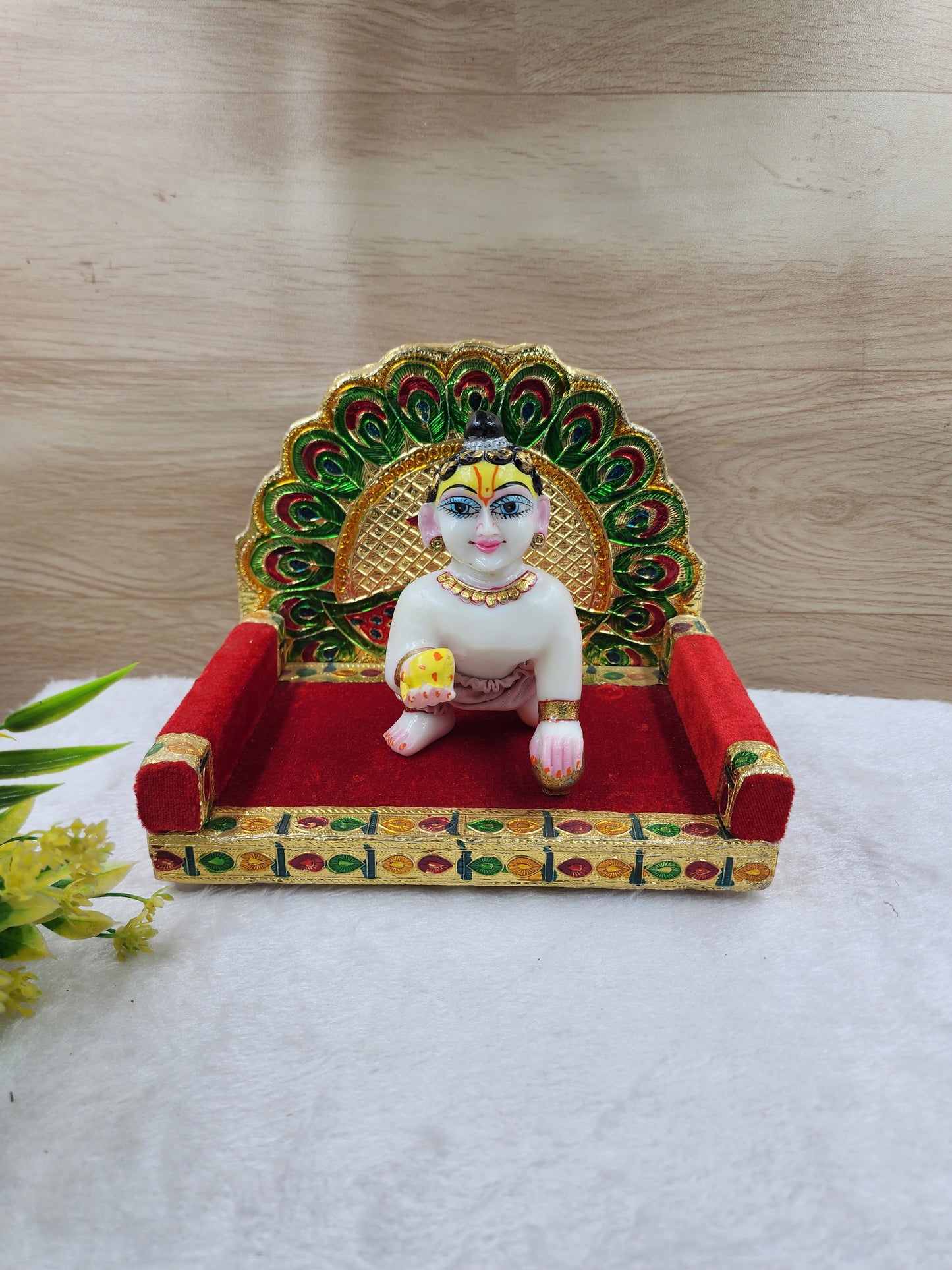 Beautiful wooden singhasan for laddu gopal ji
