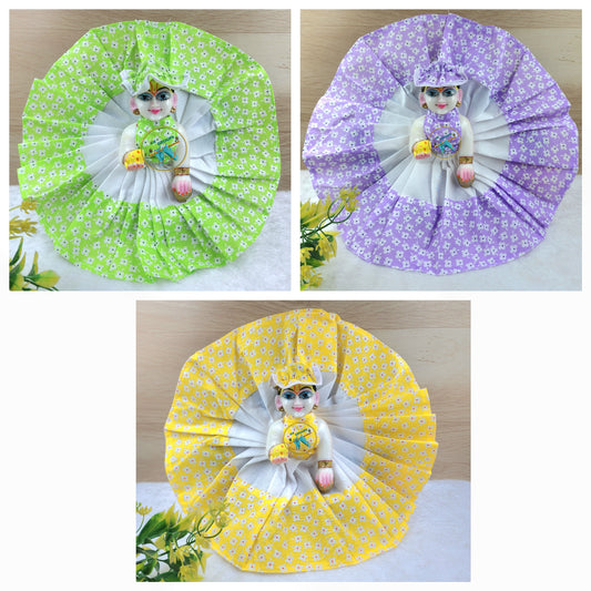 summer special soft fabric cotton dress pack of 3 size [ 0-6 ]. Random colours.