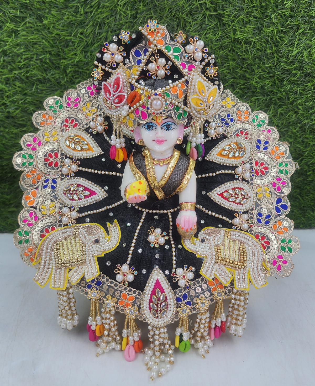 Black Multi Navratri special heavy dress for laddu gopal ji