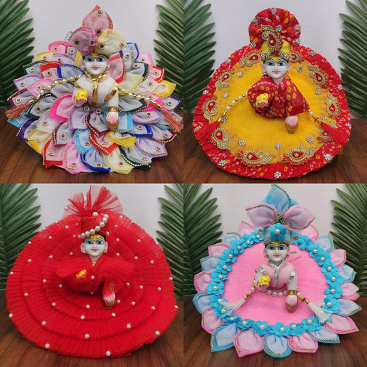Beautiful heavy dresses combo for laddu gopal ji pack of 4