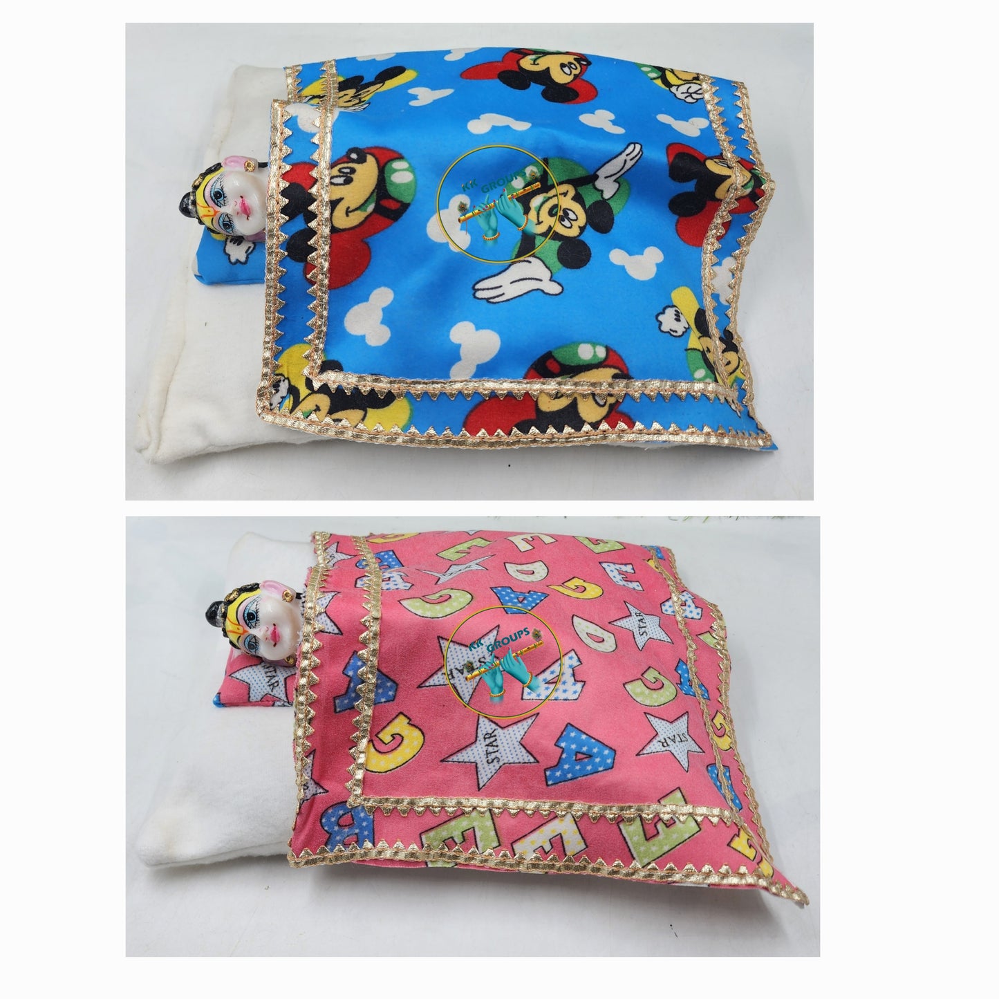 Premium winter bister with gota lace.for laddu gopal jii pack of 2 size [0-6] Random colours and prints