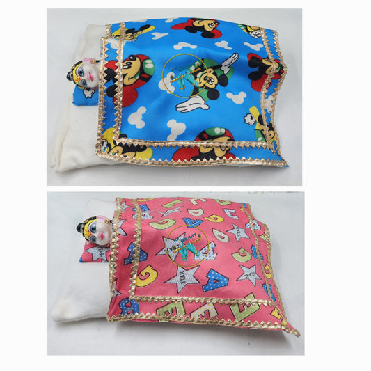 Premium winter bister with gota lace.for laddu gopal jii pack of 2 size [0-6] Random colours and prints