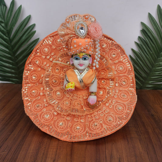 Cute peach Dress for laddu gopal ji with pagdi