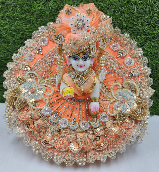 Janmashtami Special Cute peach heavy dress for laddu gopal ji