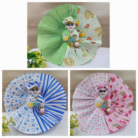 Laddu Gopal Pack of 3 Double Shade Cotton Dress [Random print and color]