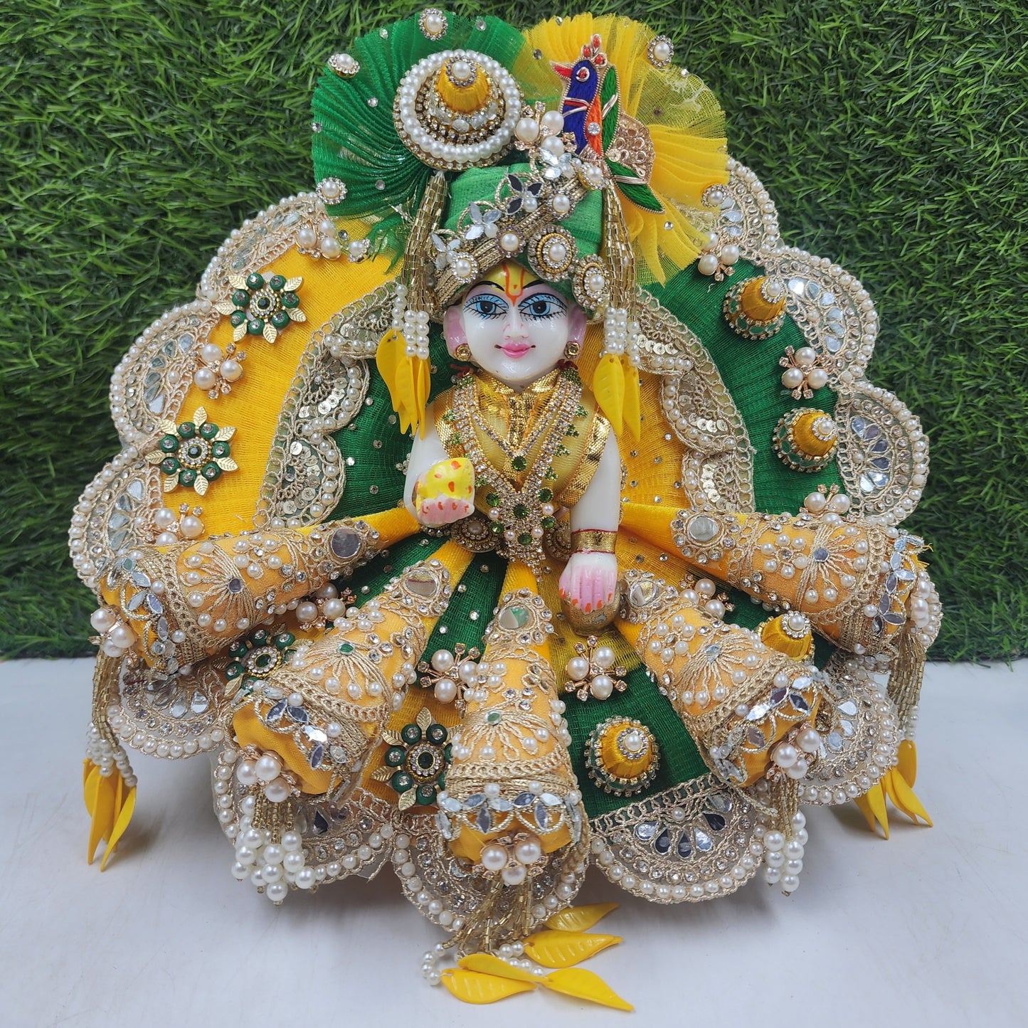 *Janmashtmi special* Yellow Green full heavy dress for laddu gopal ji