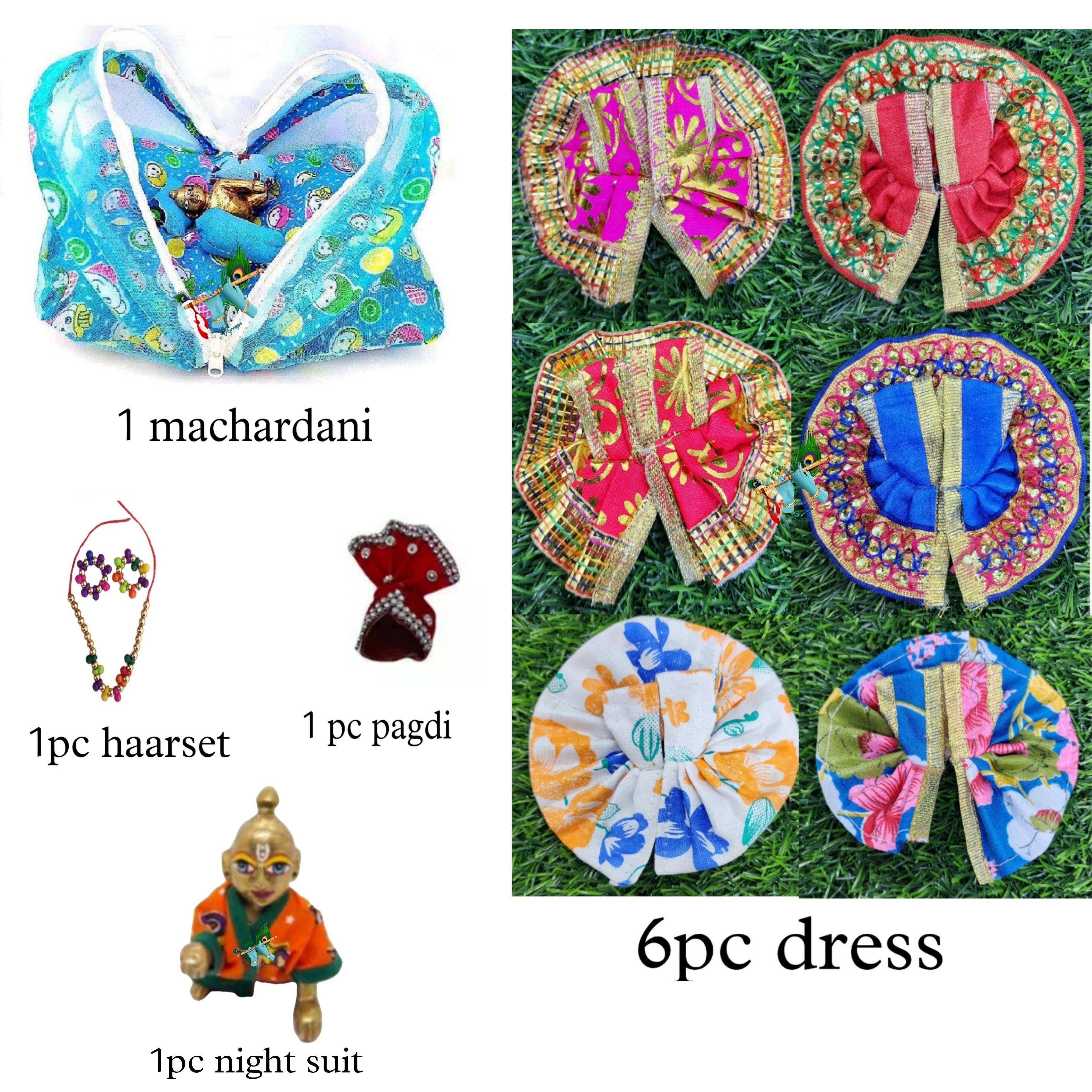 eSplanade Ladoo Gopal Poshak | God Dress | Bhagwaan Ki Poshaak | Dev Vastra  - (Set of 6)(size 2) - StonKraft