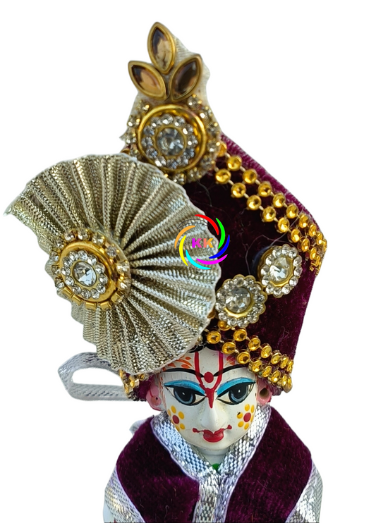 beautiful  purpal colour with designer stone pagdi for laddu gopal ji