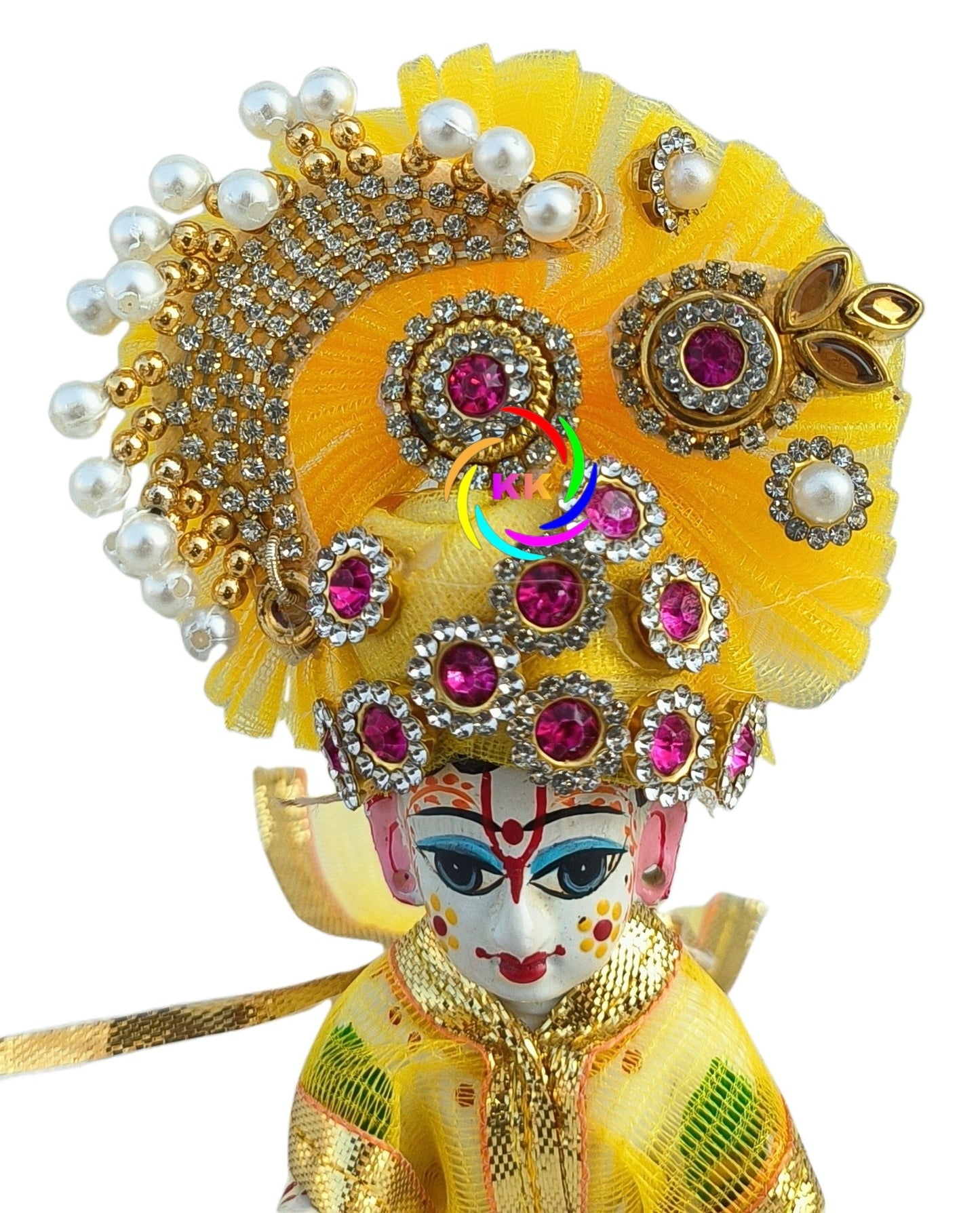 yellow colour heavy haar design pagdi for laddu gopal ji