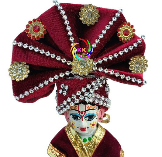 mahroon colour heavy design pagdi for laddu gopal ji